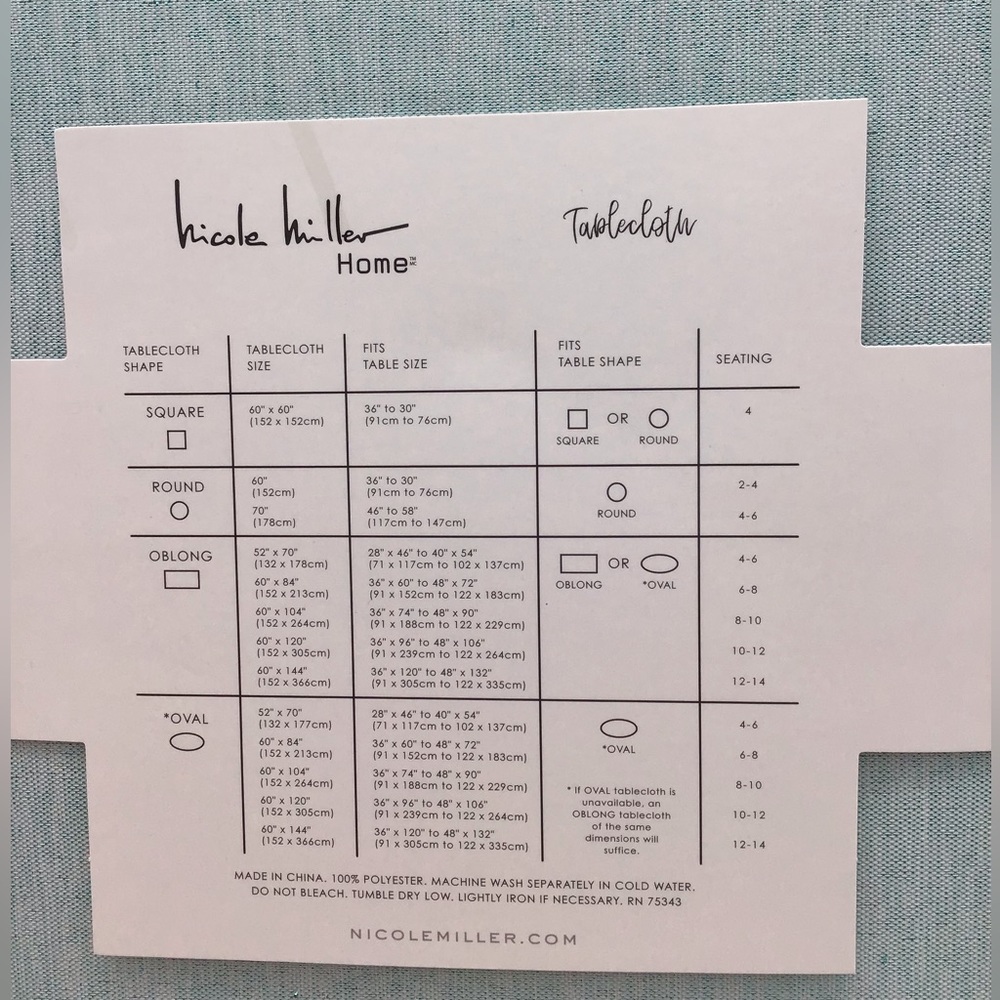 Nicole Miller Home “Seafoam” Tablecloth - Picture 4 of 5